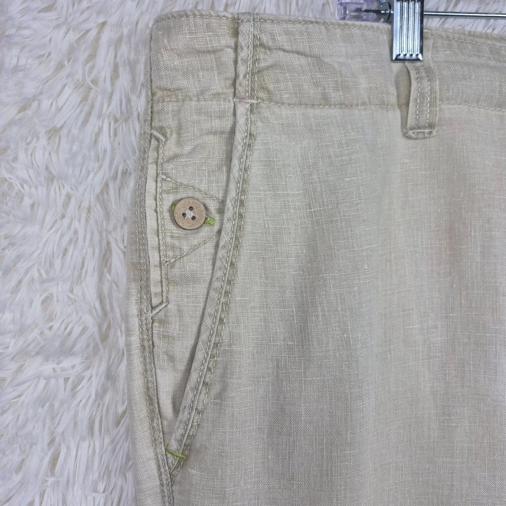 Tommy Bahama Relax Mens 38x32 Beige 100% Linen Straight Leg Pants Khaki Trousers